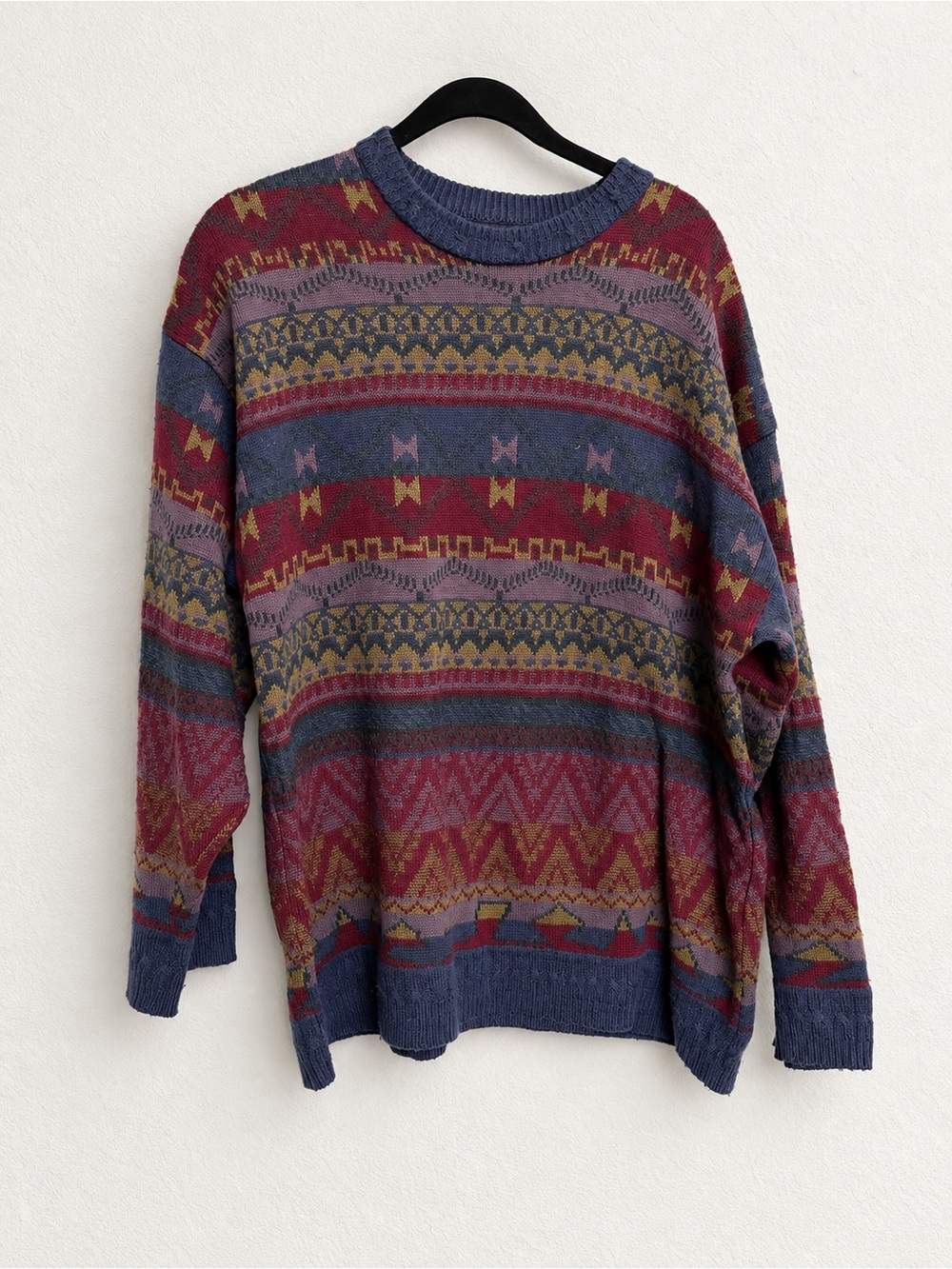 Vintage 90s Geometric Canoe Knit Grandpa Sweater L
